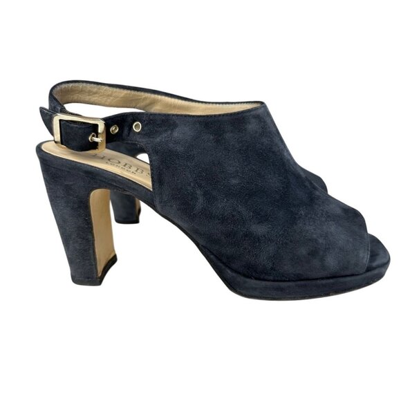 Hobbs London Kali Suede Slingback Heels Size 38 (US 7.5) Navy Blue Dress Shoes - Picture 2 of 10